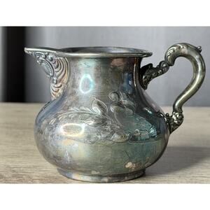 Antique Rogers Quadruple Plate Creamer A1213 Victorian Floral SilverPlated